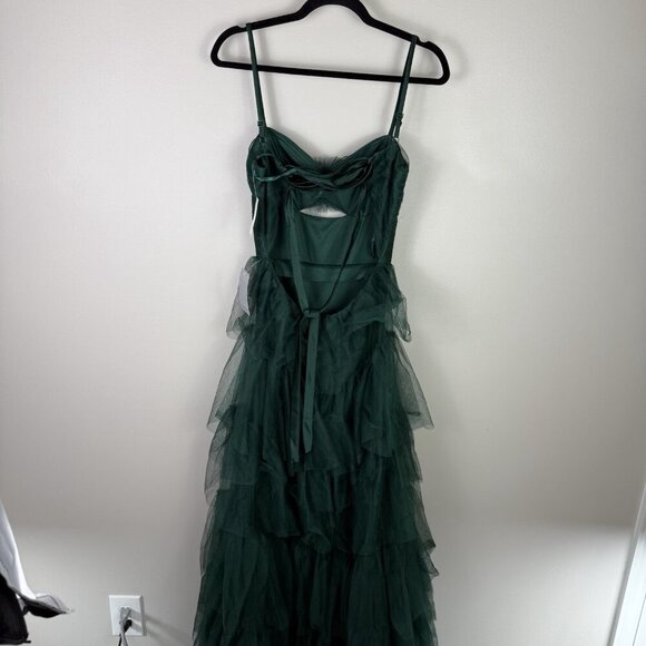 Blondie Nites Prom Dress Women's Dark Green Ruffled Juniors A-Line Maxi Sz 7 - Picture 8 of 11